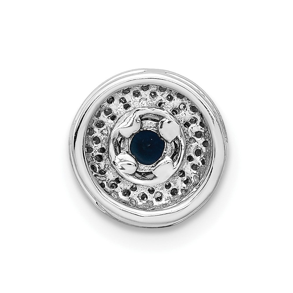 14k White Gold 1/4 carat Diamond and .25 Sapphire Halo Chain Slide