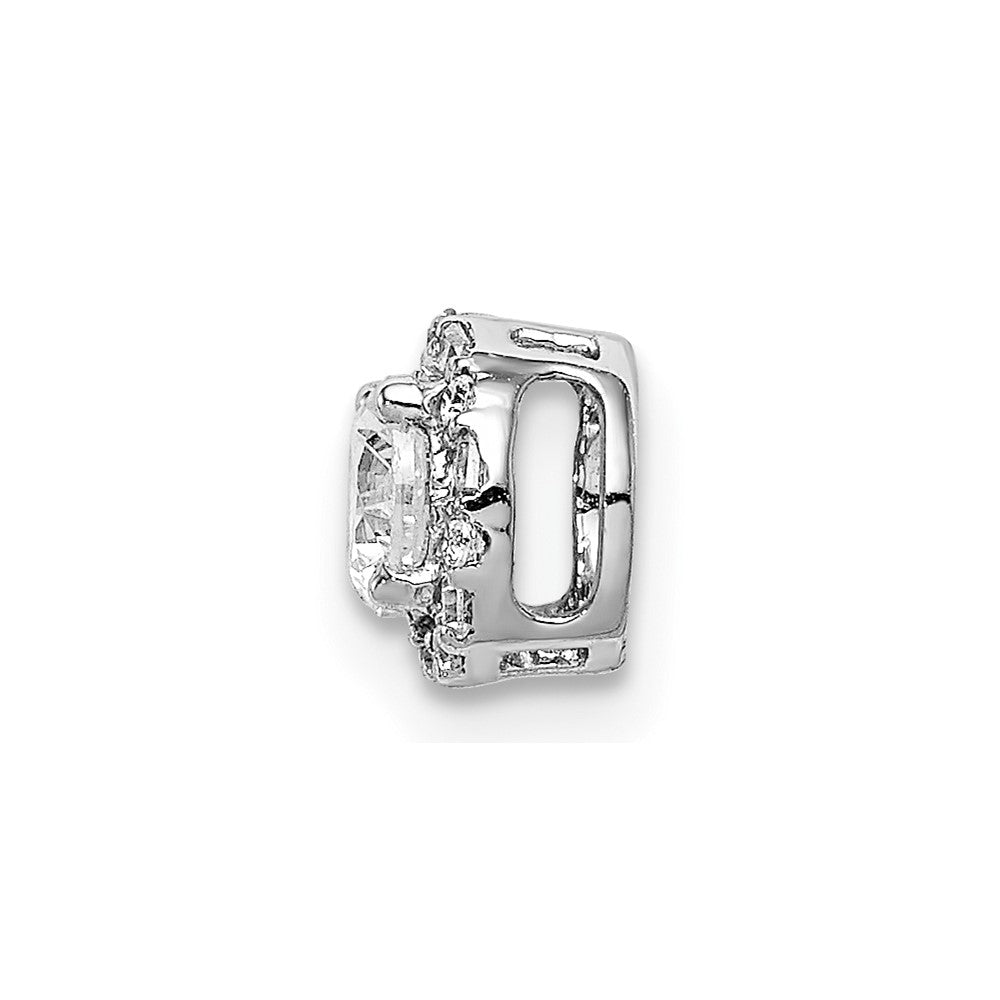 14k White Gold Holds 4.1mm Center 1/20 carat Diamond Semi-mount Halo Chain Slide