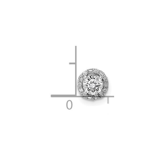 14k White Gold Holds 4.1mm Center 1/20 carat Diamond Semi-mount Halo Chain Slide