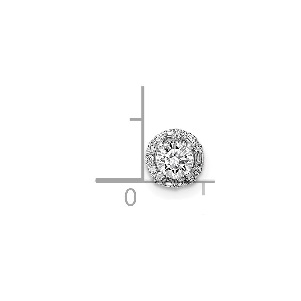 14k White Gold Holds 4.1mm Center 1/20 carat Diamond Semi-mount Halo Chain Slide