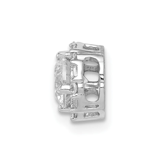 14k White Gold Holds 5.2mm Center 1/10 carat Diamond Semi-mount Halo Chain Slide