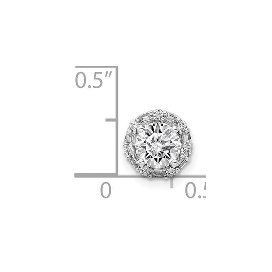 14k White Gold Holds 5.2mm Center 1/10 carat Diamond Semi-mount Halo Chain Slide