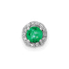 14k White Gold 1/20 carat Diamond and Emerald Halo Chain Slide