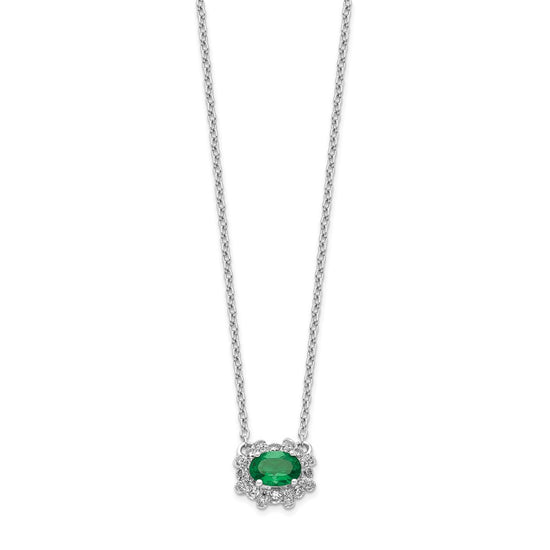 Diamond and Oval Emerald 18 inch Necklaces