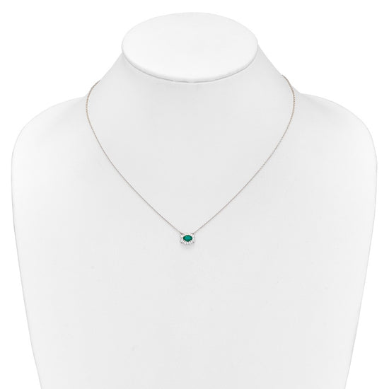 Diamond and Oval Emerald 18 inch Necklaces