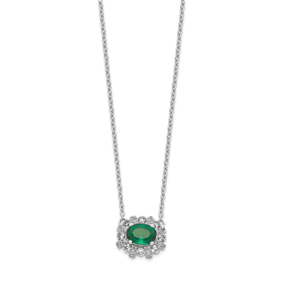 Diamond and Oval Emerald 18 inch Necklaces