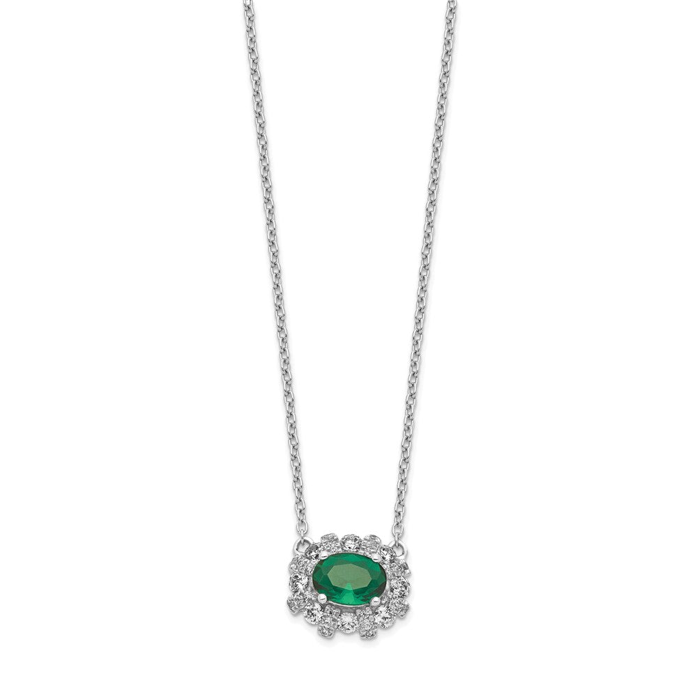 Diamond and Oval Emerald 18 inch Necklaces