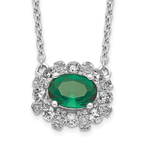 Diamond and Oval Emerald 18 inch Necklaces