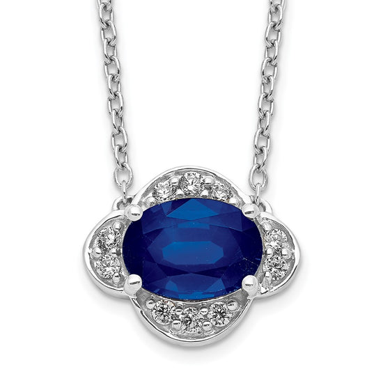 Diamond and Oval Sapphire 18 inch Necklaces
