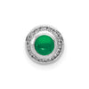 14k White Gold Halo Diamond and Cabochon .47 Emerald Chain Slide