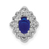14k White Gold Diamond and Oval Cabochon Sapphire Fancy Vintage Chain Slide