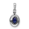 14k White Gold Diamond and Cabochon Sapphire Halo Pendant
