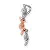 14k Rose and White Gold 1/10 carat Diamond Three Flower Chain Slide