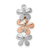 14k Rose and White Gold 1/10 carat Diamond Three Flower Chain Slide