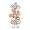 14k Rose and White Gold 1/10 carat Diamond Three Flower Chain Slide