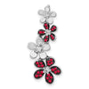 14k White Gold Diamond and .29 Ruby Four Flowers Chain Slide