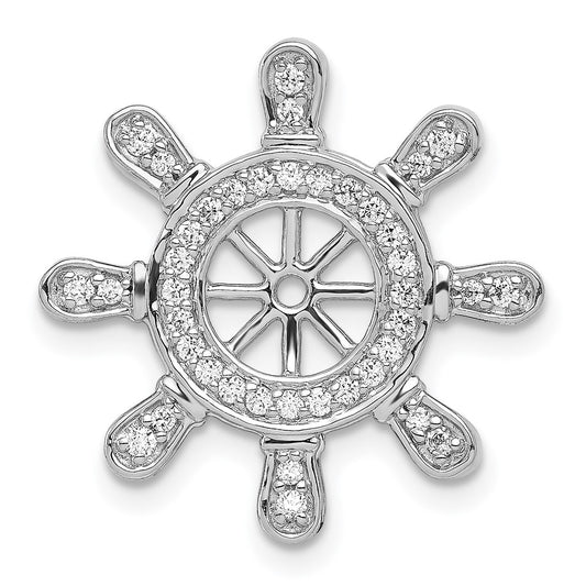 14k White Gold 1/4 carat Diamond Ship Wheel Pendant