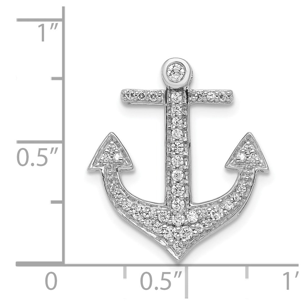14k White Gold 1/4 carat Diamond Anchor Chain Slide