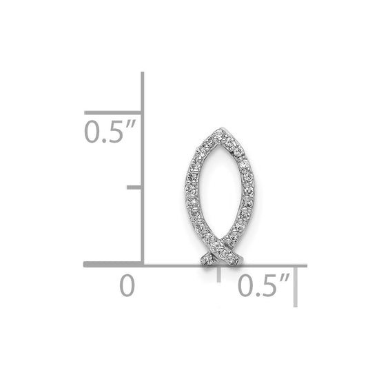 14k White Gold 1/15 carat Diamond Ichthus Fish Chain Slide