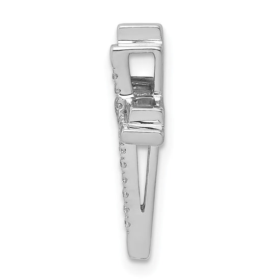 14k White Gold 1/10 carat Diamond Double Cross Chain Slide