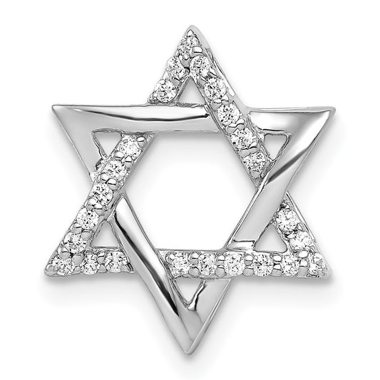 14k White Gold 1/8 carat Diamond Star of David Chain Slide