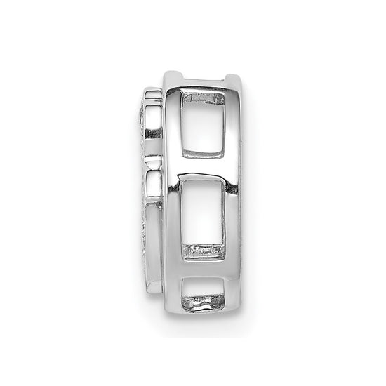 14k White Gold 1/10 carat Diamond Hamsa Round Chain Slide