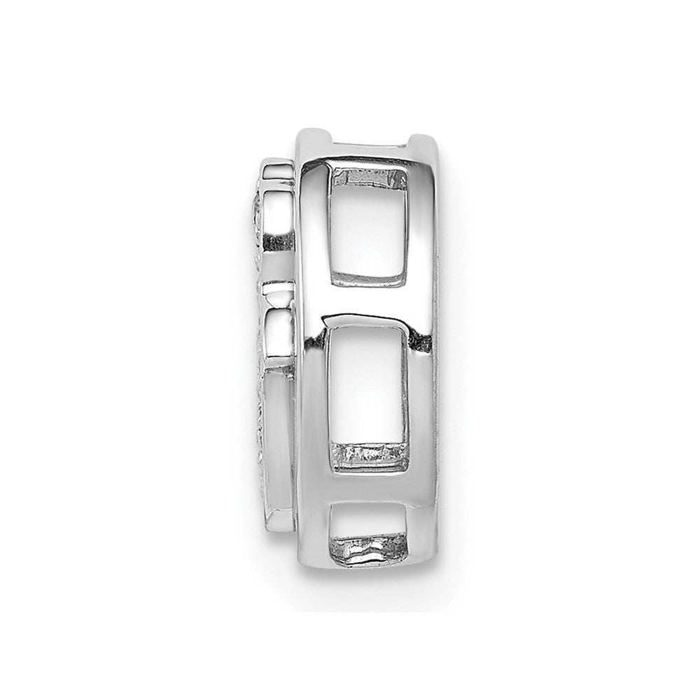 14k White Gold 1/10 carat Diamond Hamsa Round Chain Slide