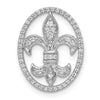 14k White Gold Oval 1/5 carat Diamond Fleur de Lis in Oval Chain Slide