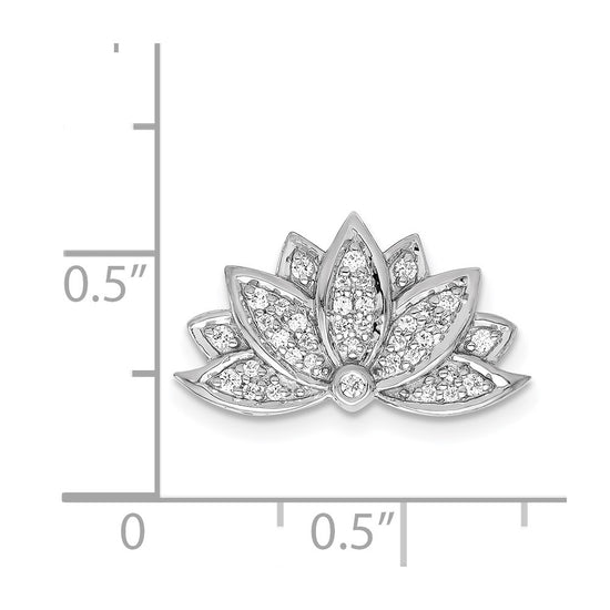 14k White Gold 1/5 carat Diamond Lotus Flower Chain Slide