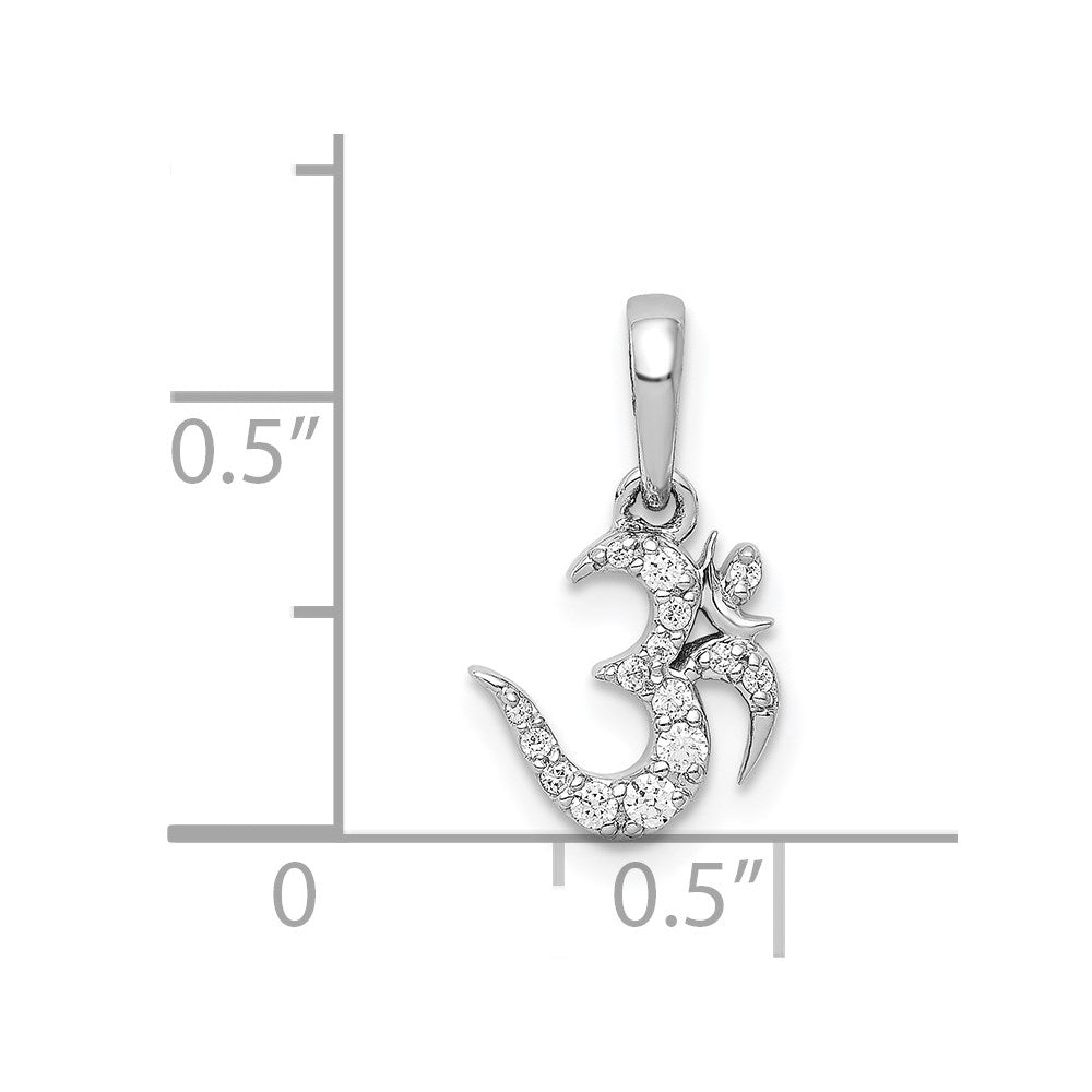 14k White Gold 1/10 carat Diamond Om Symbol Pendant