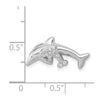 14k White Gold Diamond Mother and Baby Dolphins Chain Slide
