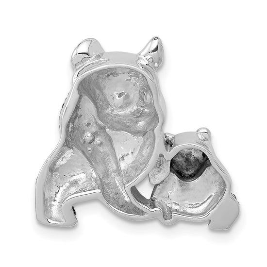 14k White Gold 3/8 carat Black Diamond Pandas Chain Slide