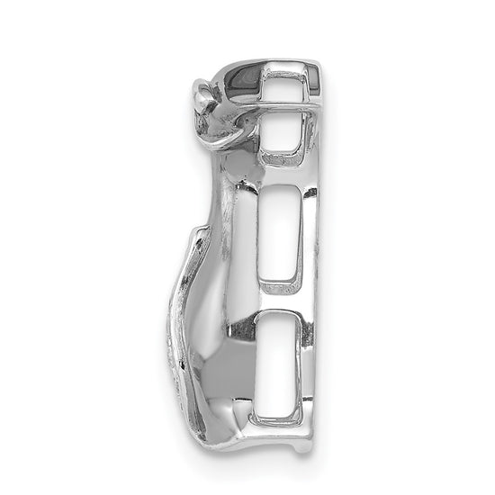 14k White Gold with Black Rhodium Diamond Penguin Chain Slide