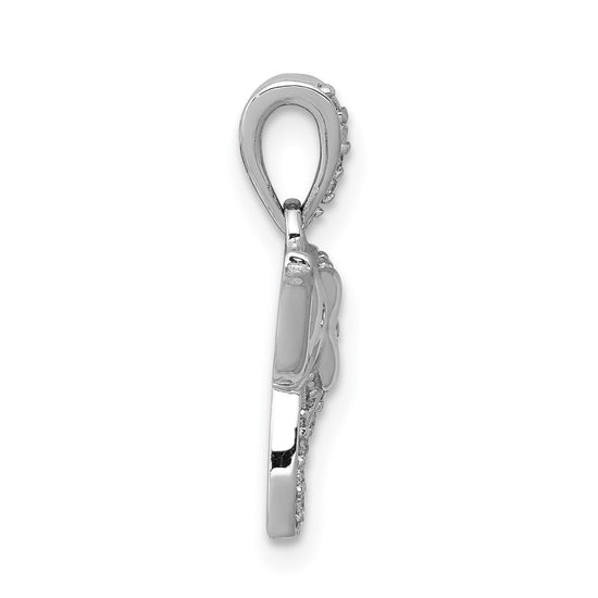 14k White Gold 1/6 carat Diamond Elephant Pendant