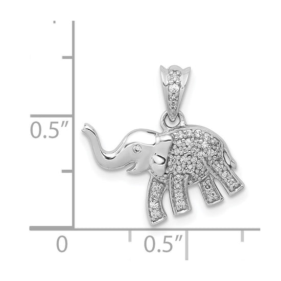 14k White Gold 1/6 carat Diamond Elephant Pendant