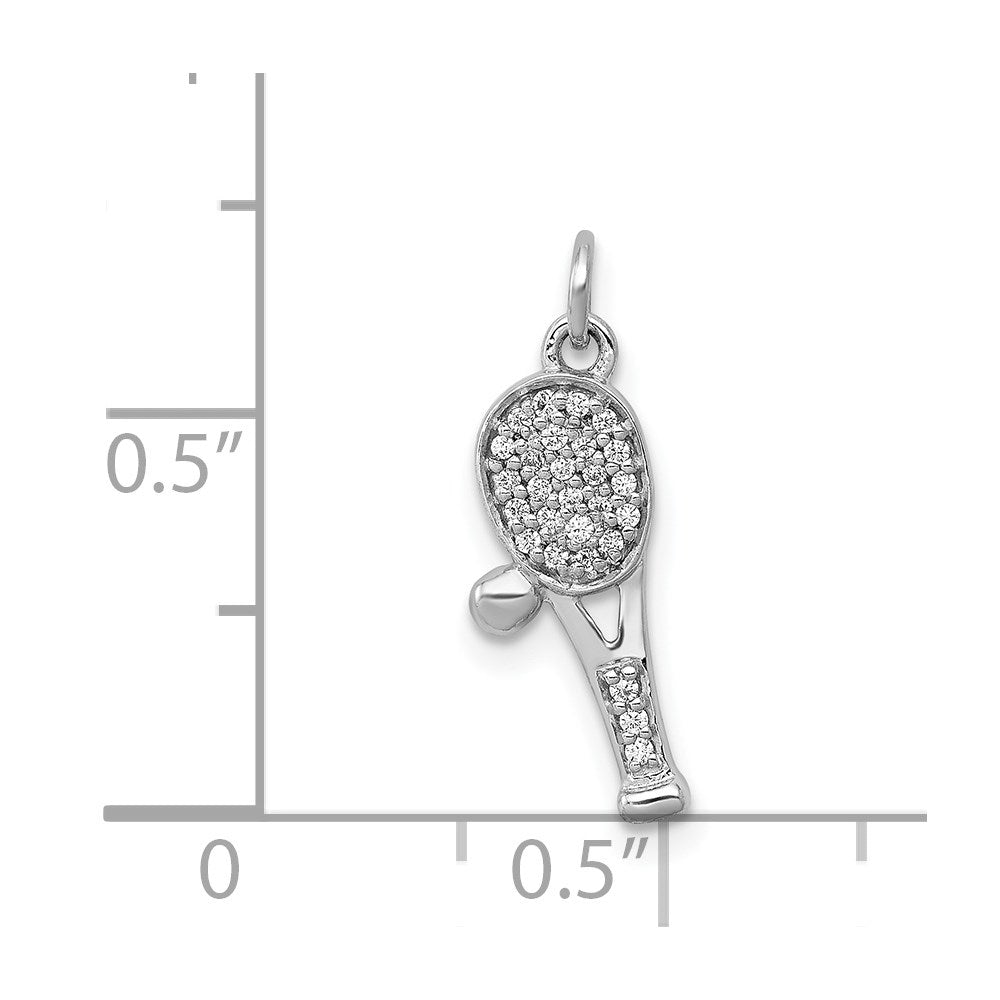 14k White Gold Diamond Racquet and Ball Pendant