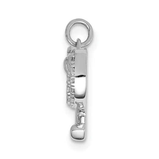 14k White Gold Diamond Racquets and Ball Pendant