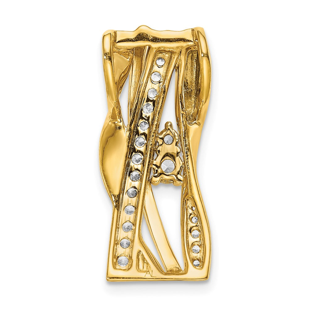 14k 3/8 carat Lab Grown Diamond VS/SI+ G+ Fashion Curve Bar Chain Slide Pendant