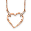 14k Rose Gold 1/20 carat Diamond Heart 18 inch Necklace