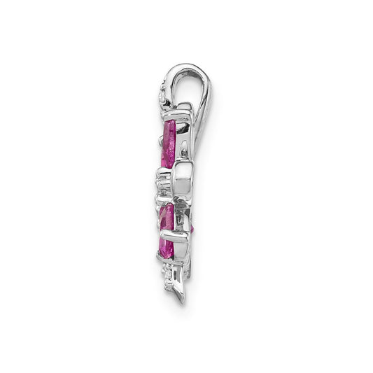 Pear Pink Tourmaline. Citrine. & Diamond Flower Pendants