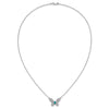 14k White Gold 1/3 carat Diamond and Turquoise Butterfly 18 inch Necklace