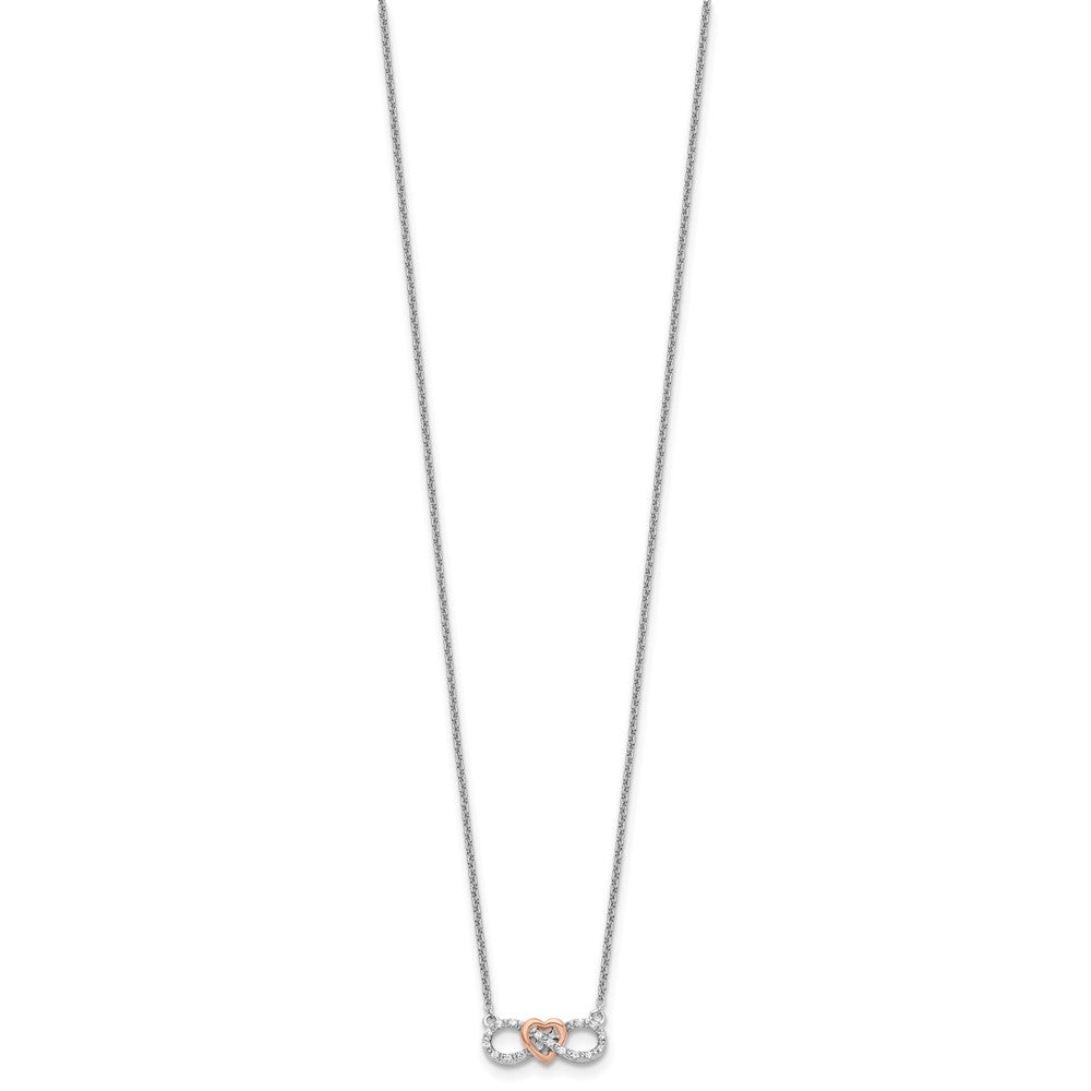 14k Two-Tone White and Rose Gold 1/15 carat Lab Grown Diamond VS/SI+ G+ Complete 18 inch Infinity Heart Necklace