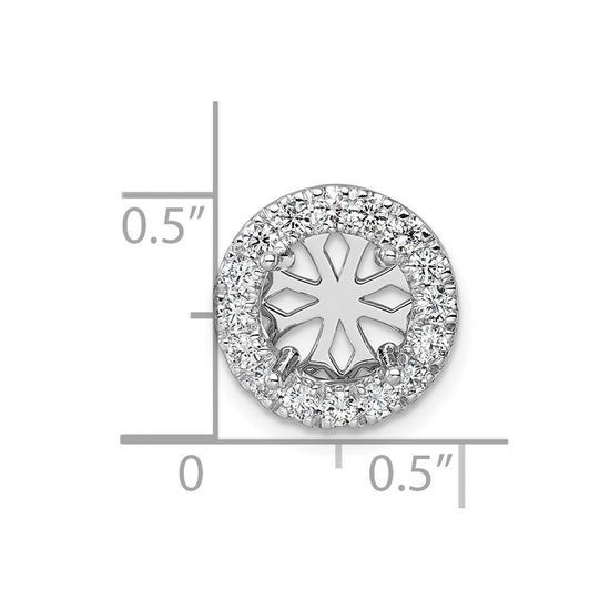 14k White Gold 1/2 carat Center Lab Grown Diamond VS/SI+ G+ Round Semi Mount 8.2mm Center Halo Chain Slide Pendant