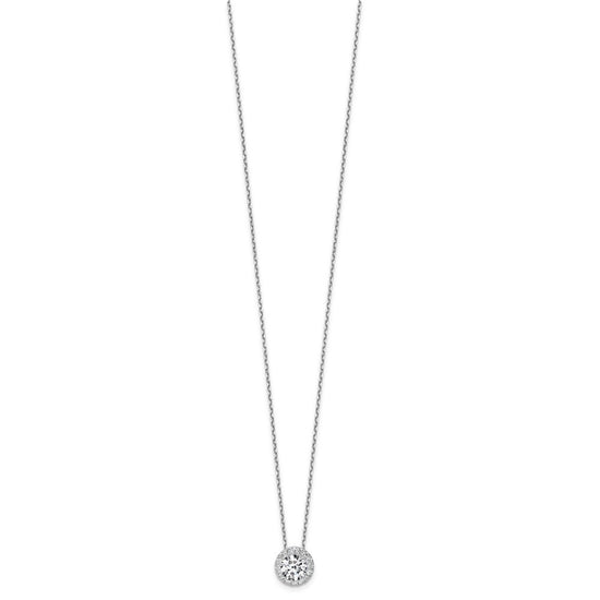 Gold Lab Grown Diamond Round Halo Pendant Necklace