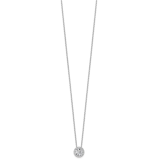 Gold Lab Grown Diamond Round Halo Pendant Necklace