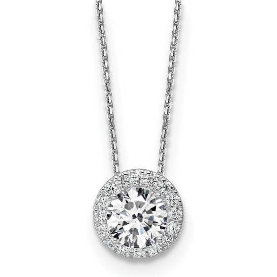 Gold Lab Grown Diamond Round Halo Pendant Necklace