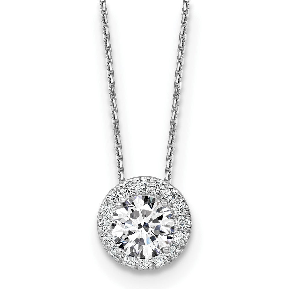 Gold Lab Grown Diamond Round Halo Pendant Necklace