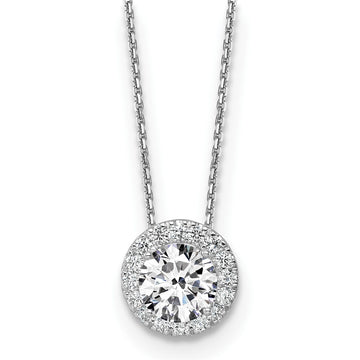 Gold Lab Grown Diamond Round Halo Pendant Necklace