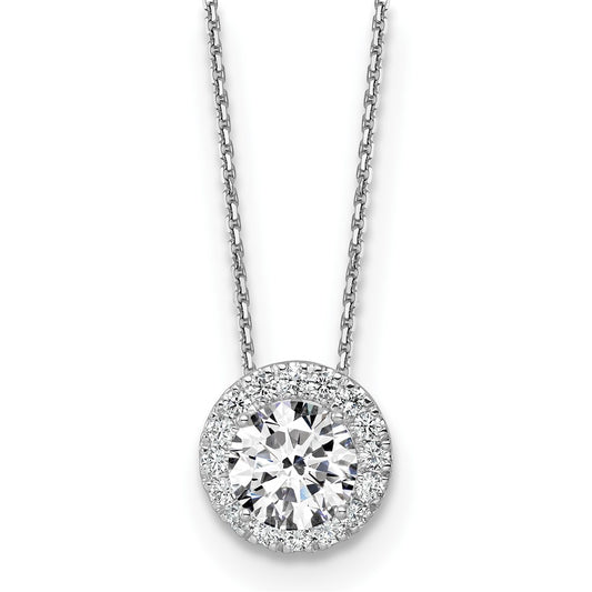 Gold Lab Grown Diamond Round Halo Pendant Necklace