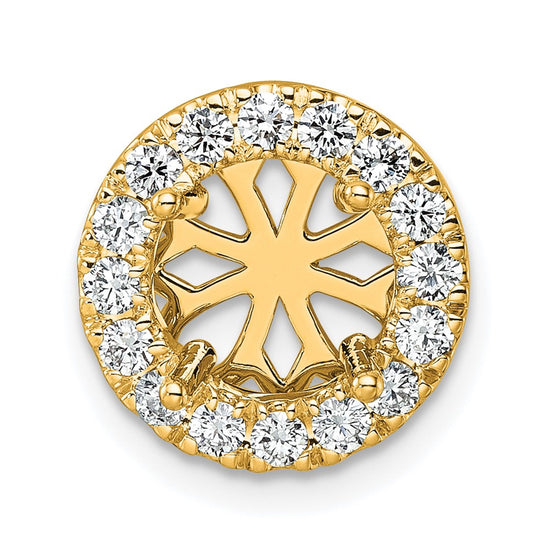 14k 1/2 carat Lab Grown Diamond VS/SI+ G+ Semi Mount 8.2mm Center Round Halo Chain Slide Pendant